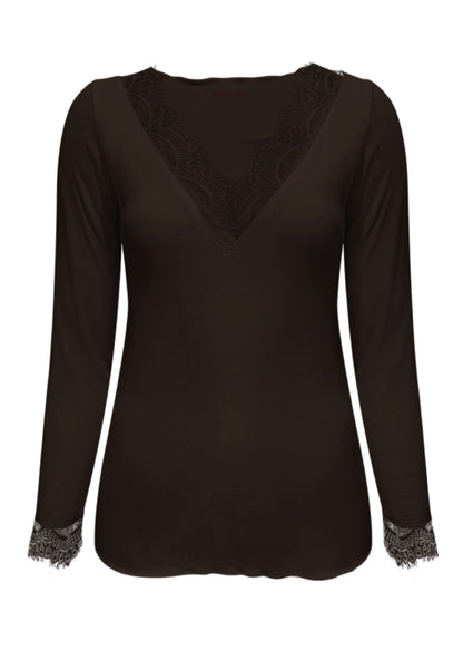 Triple Nine - Cashmere Top Lou Lou Donkerbruin - 9003 - Peet kleding