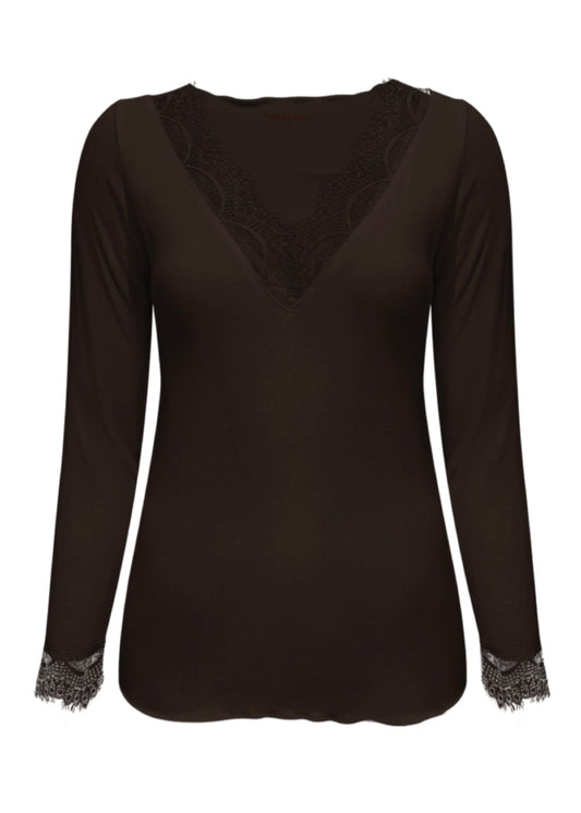 Triple Nine - Cashmere Top Lou Lou Donkerbruin - 9003 - Peet kleding