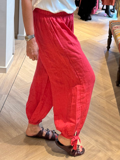 Broek Lea Linnen Balloon Cerise
