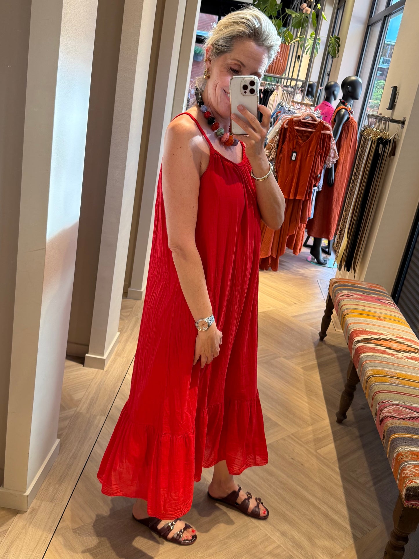 Jurk Charmaine Silky rood - Peet kleding