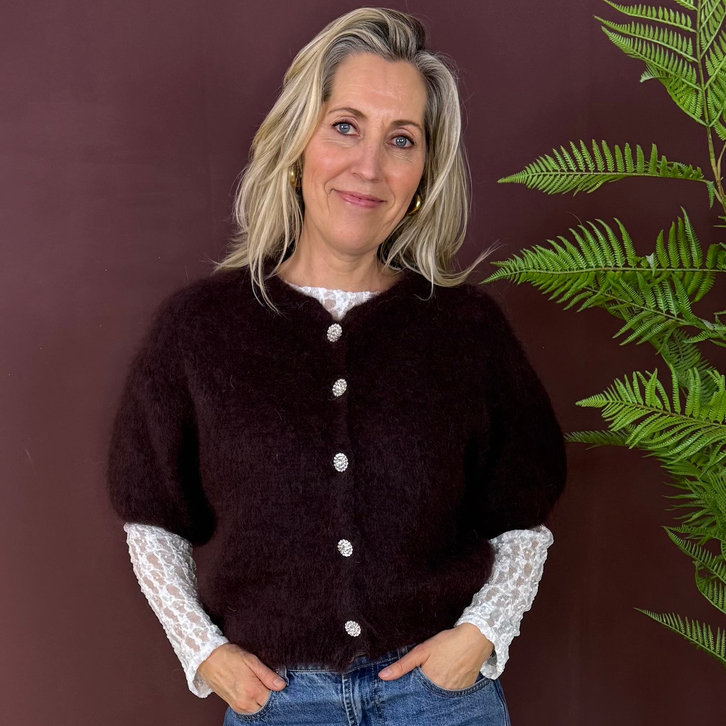 Mohair Vest Jip Bruin - Peet kleding