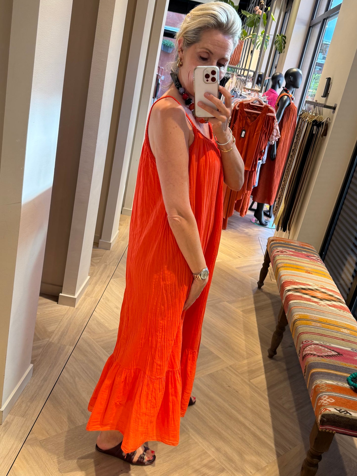 Jurk Charmaine Silky Oranje - Peet kleding