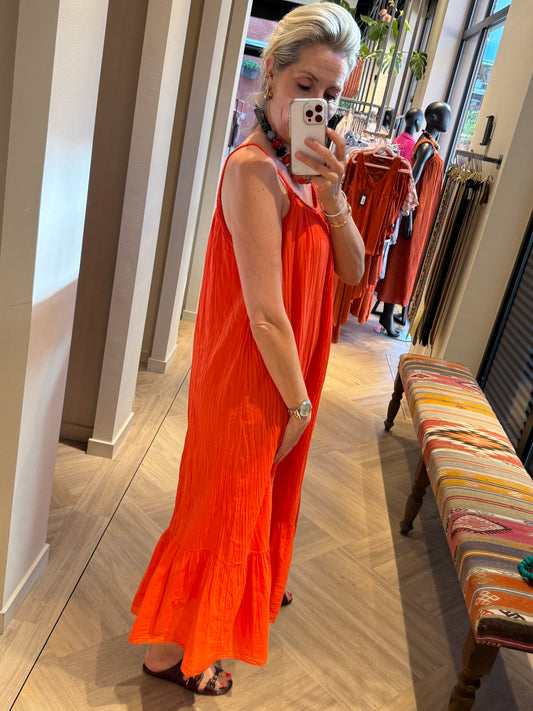 Jurk Charmaine Silky Oranje - Peet kleding