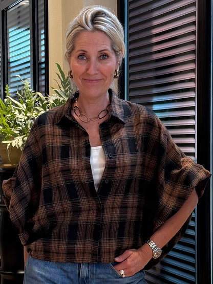 Blouse Roos Ruiten Camel Zwart