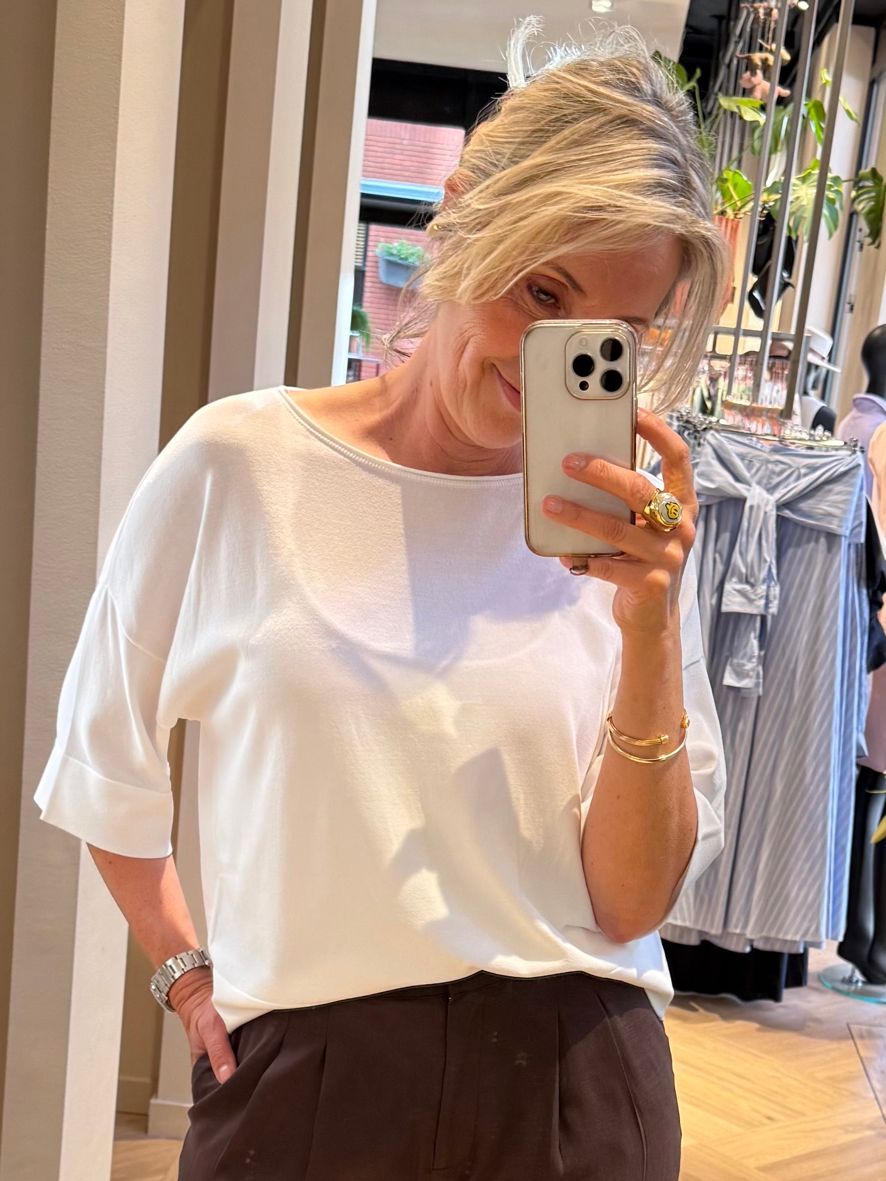 Yaya Oversized Top Wit - Peet kleding