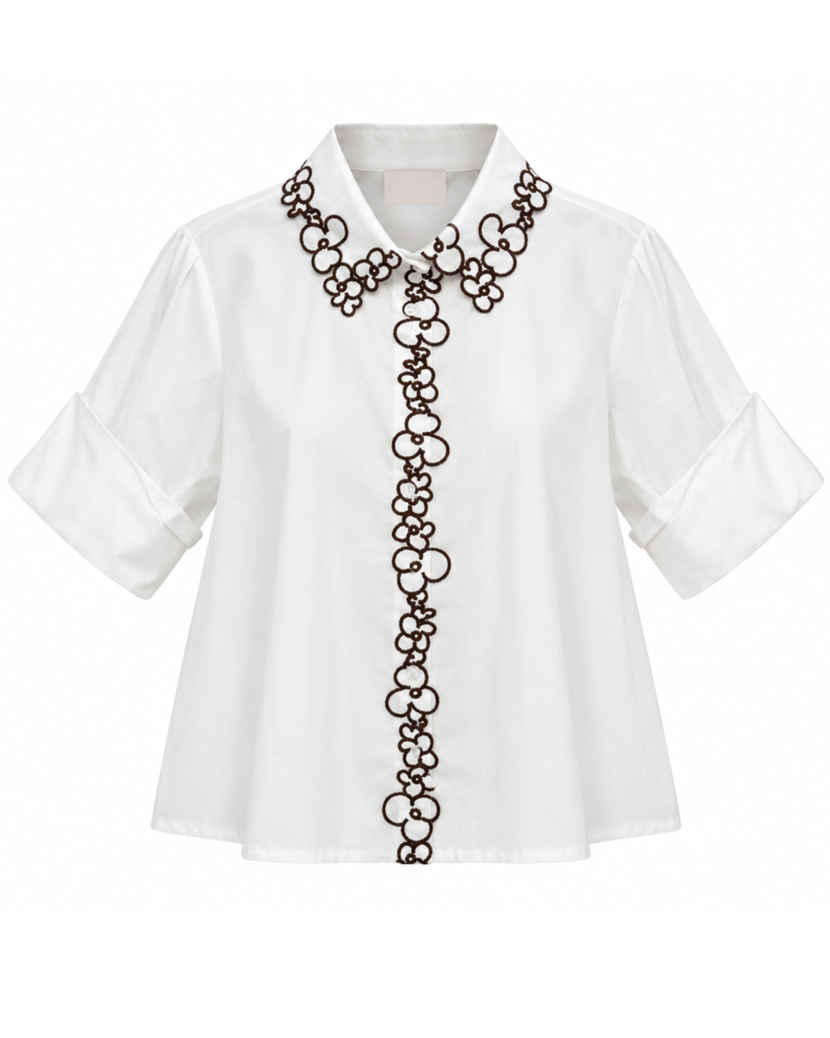 Blouse Flower Collar Wit