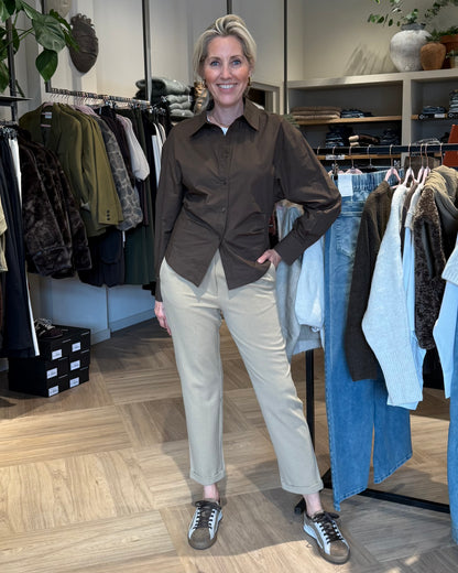 Yaya Blouse Getailleerd Slate Black Brown - Peet kleding