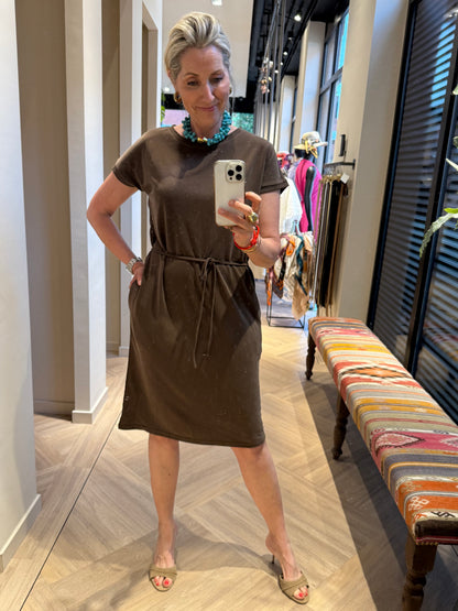 Azzurro Jurk Jill Donkerbruin - Peet kleding