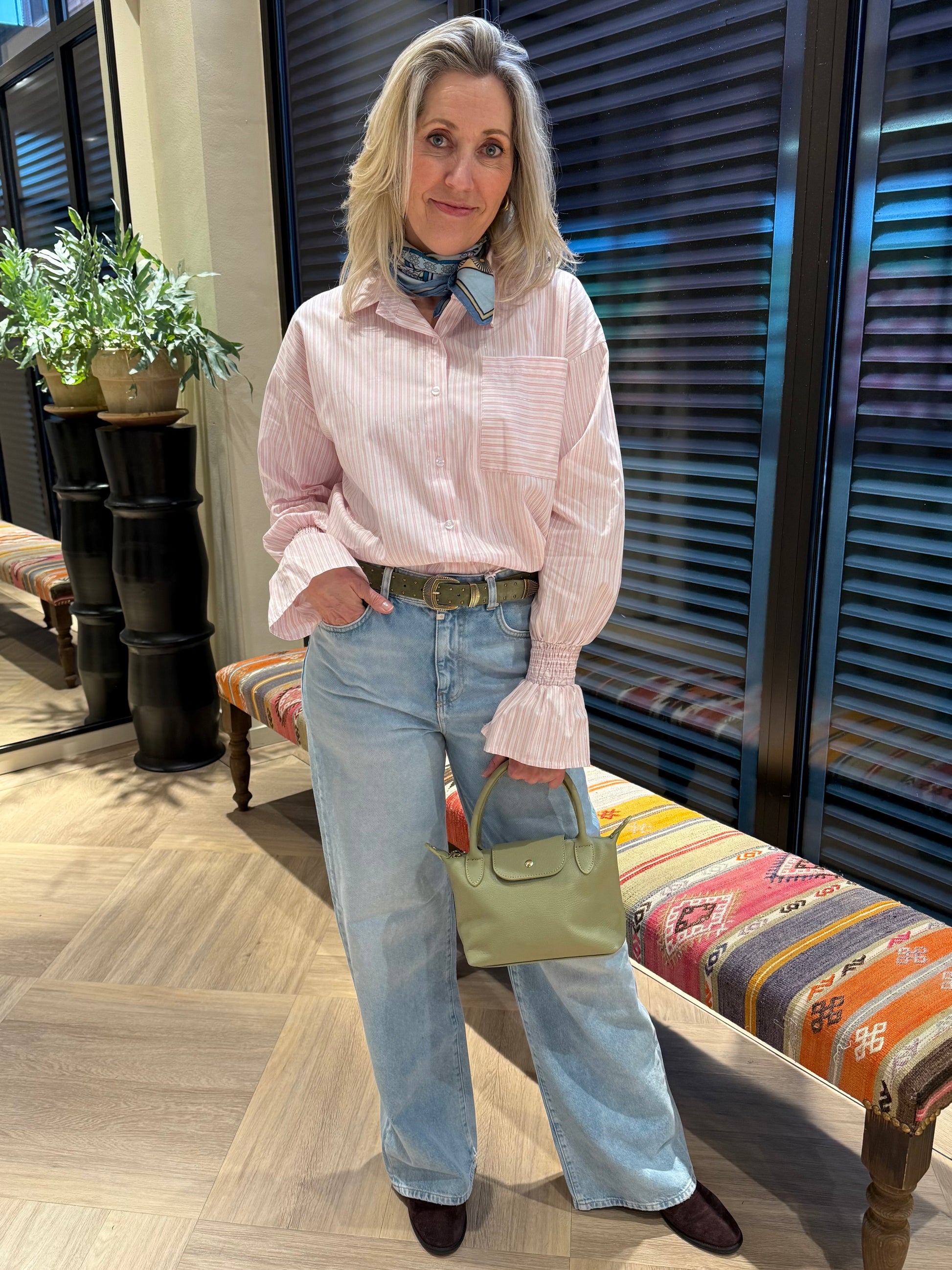 Azzurro Blouse Streep Roze - Peet kleding