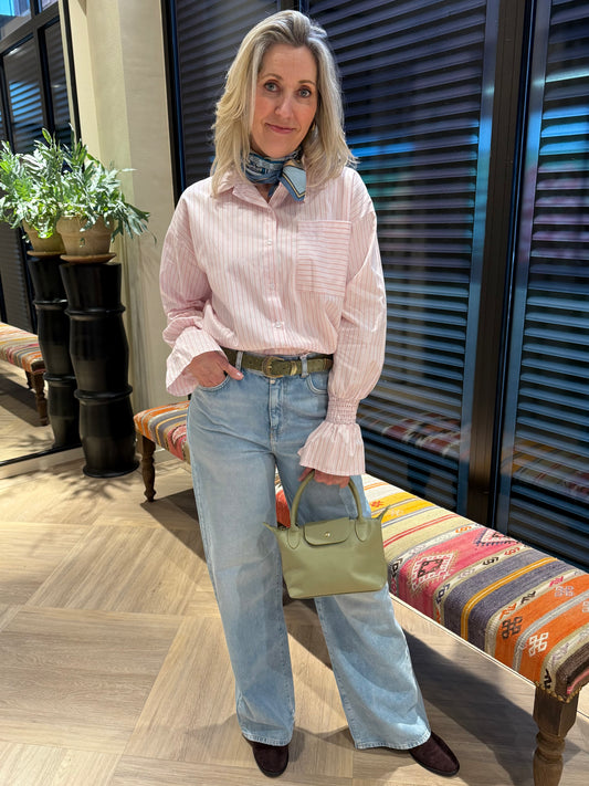 Azzurro Blouse Streep Roze - Peet kleding