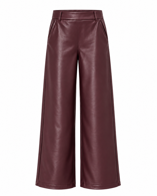 Broek Sarah Leather Bordeaux - Peet kleding