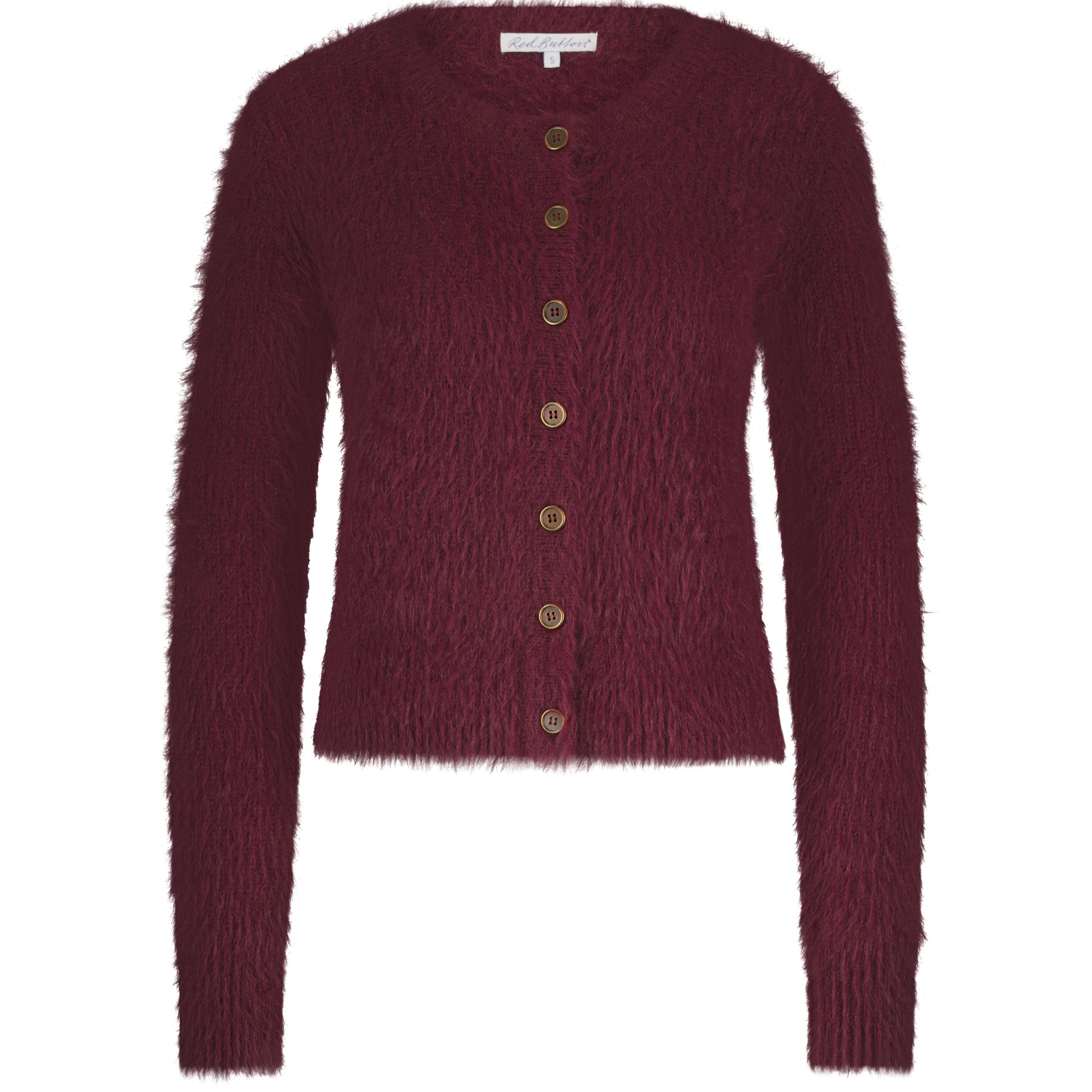 Red Button Vest Fuzzy Bordeaux - Peet kleding