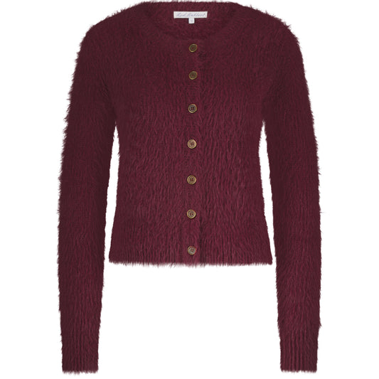 Red Button Vest Fuzzy Bordeaux - Peet kleding
