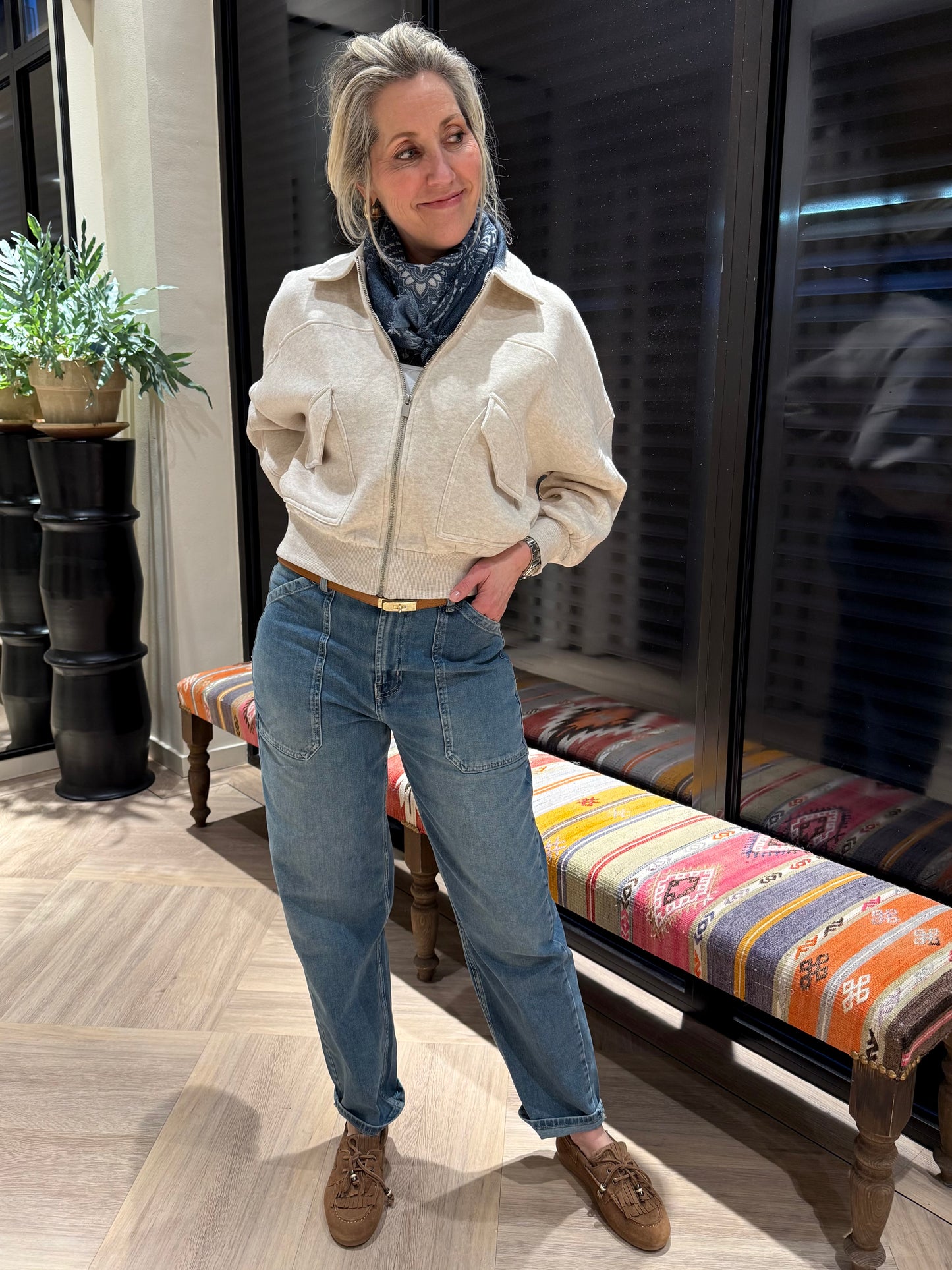 Yaya Cargo Broek Denim - Peet kleding