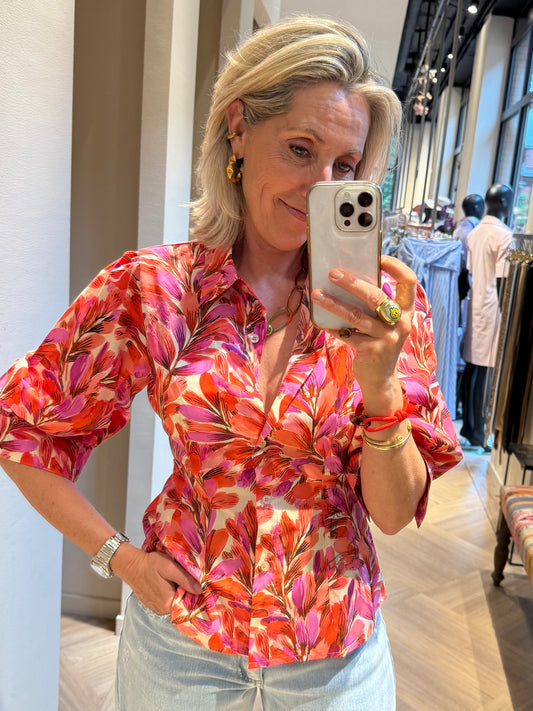 Azzurro Blouse Zella Leaves - Peet kleding