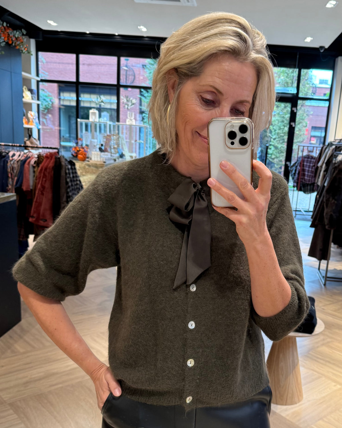 Angora Vest Strik Armygreen - Peet kleding