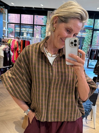 Blouse Ruit Roos Groen - Peet kleding