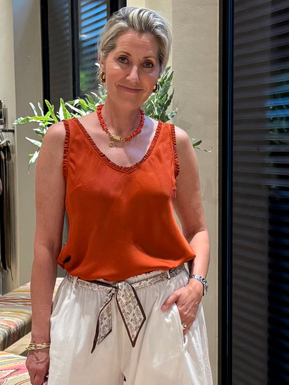 Top Anne Silk Brique - Peet kleding