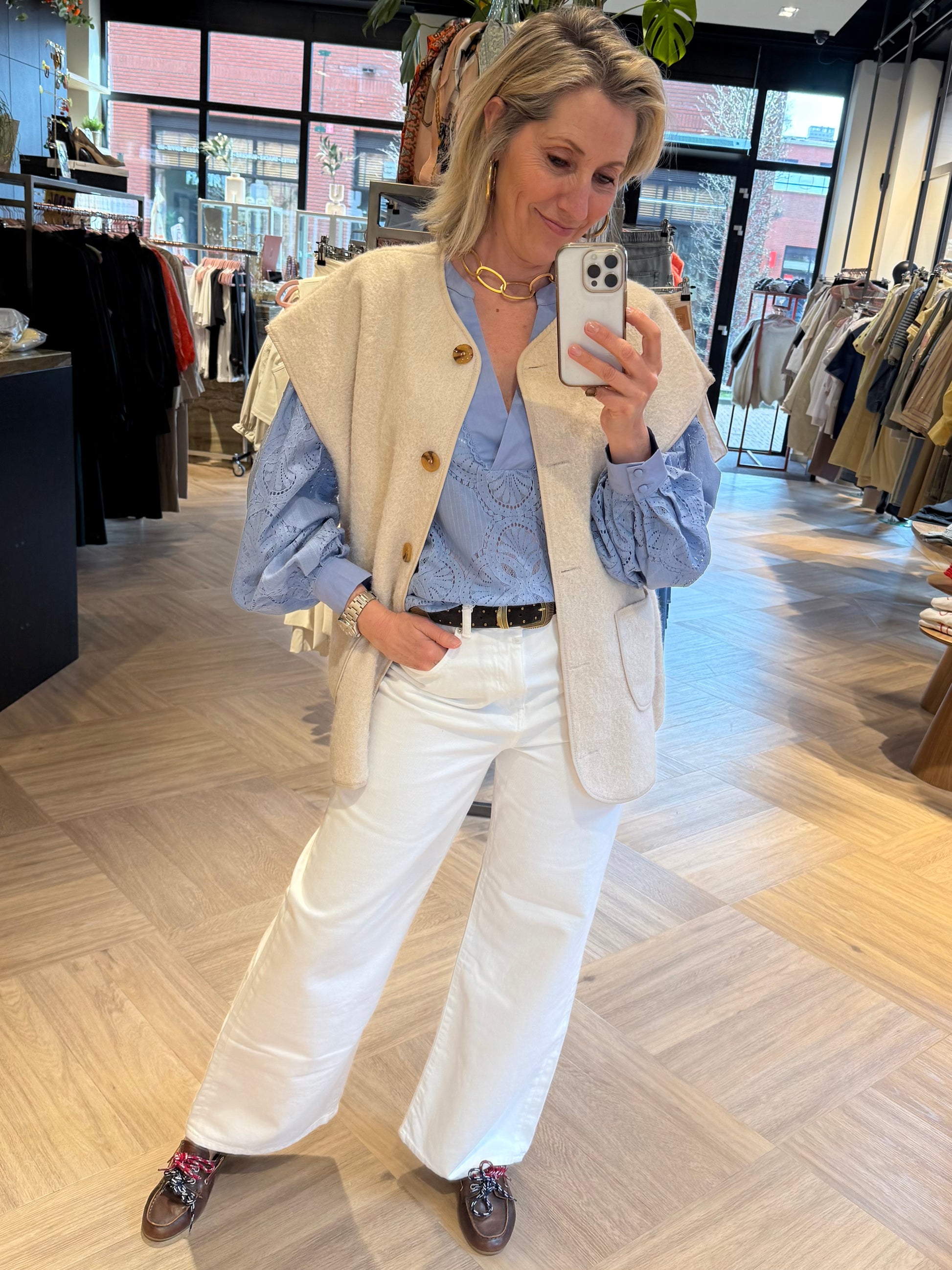 Azzurro Oversized Gilet Zand - Peet kleding