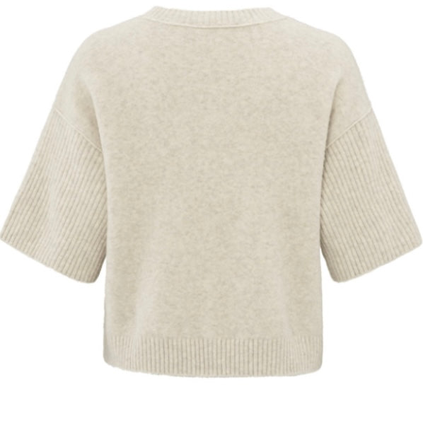 Yaya Trui Rib Mouw Beige Melange - Peet kleding