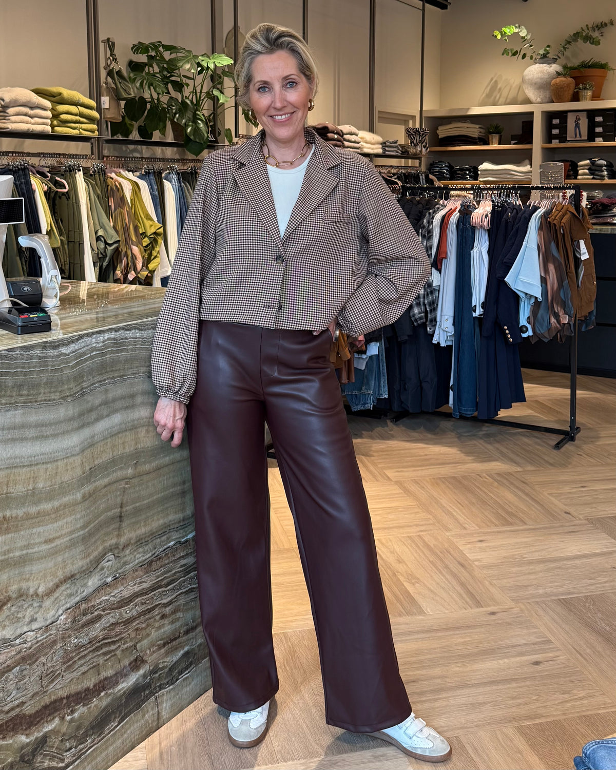 Broek Sarah Leather Bordeaux