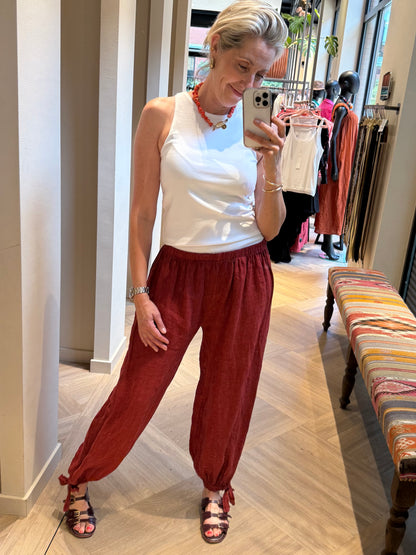 Broek Lea Linnen Balloon Bordeaux