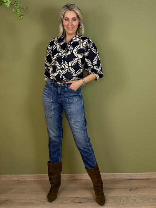 Geisha Blouse Zwart Ecru - Peet kleding