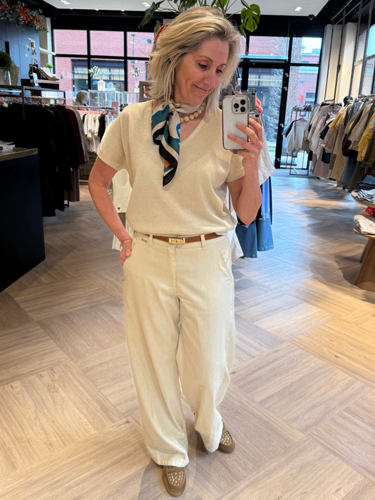 Red Button Top Jerry Zachtgeel - Peet kleding