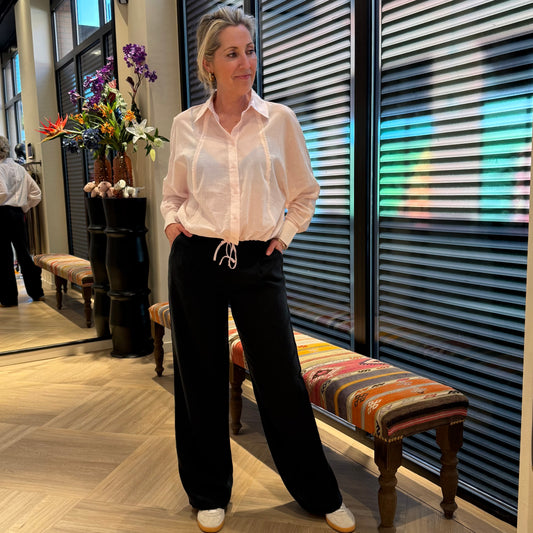 Yaya Wide Leg Linnen Washed Black - Peet kleding