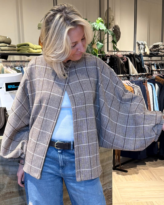Jack Manon Bruin Beige Ruit - Peet kleding