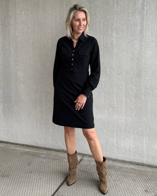 Triple Nine - Travel Jurk Melin Zwart - 51810 - Peet kleding