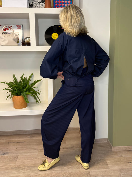 Ambika Broek Nina Barrel Krijtstreep Navy - Peet kleding