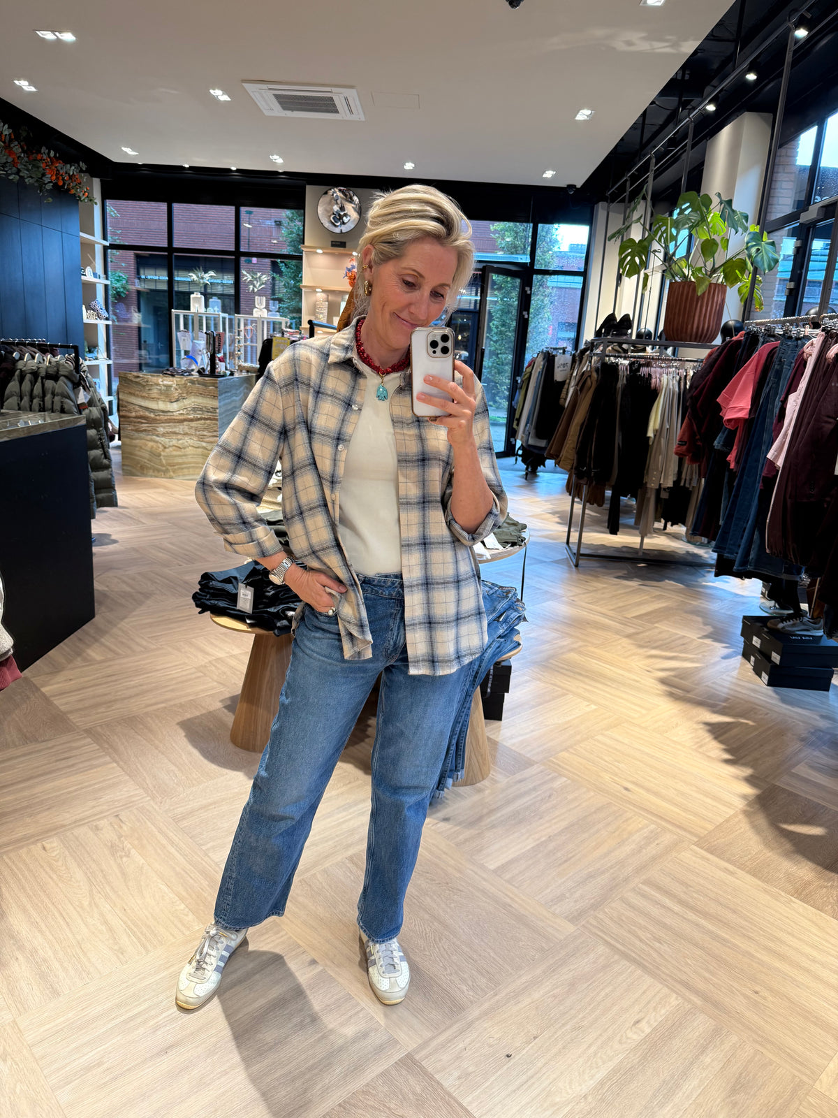 Blouse Wood Ruiten Zand