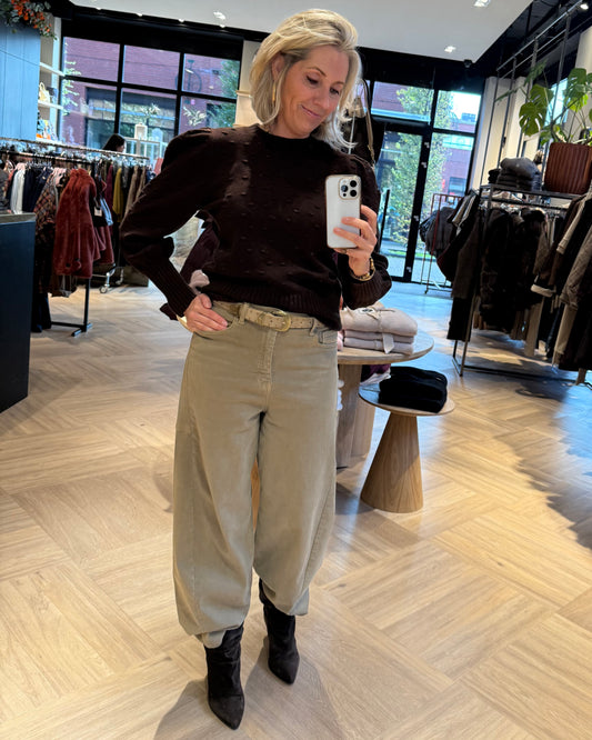 Trui Pearl Pofmouw Donkerbruin - Peet kleding
