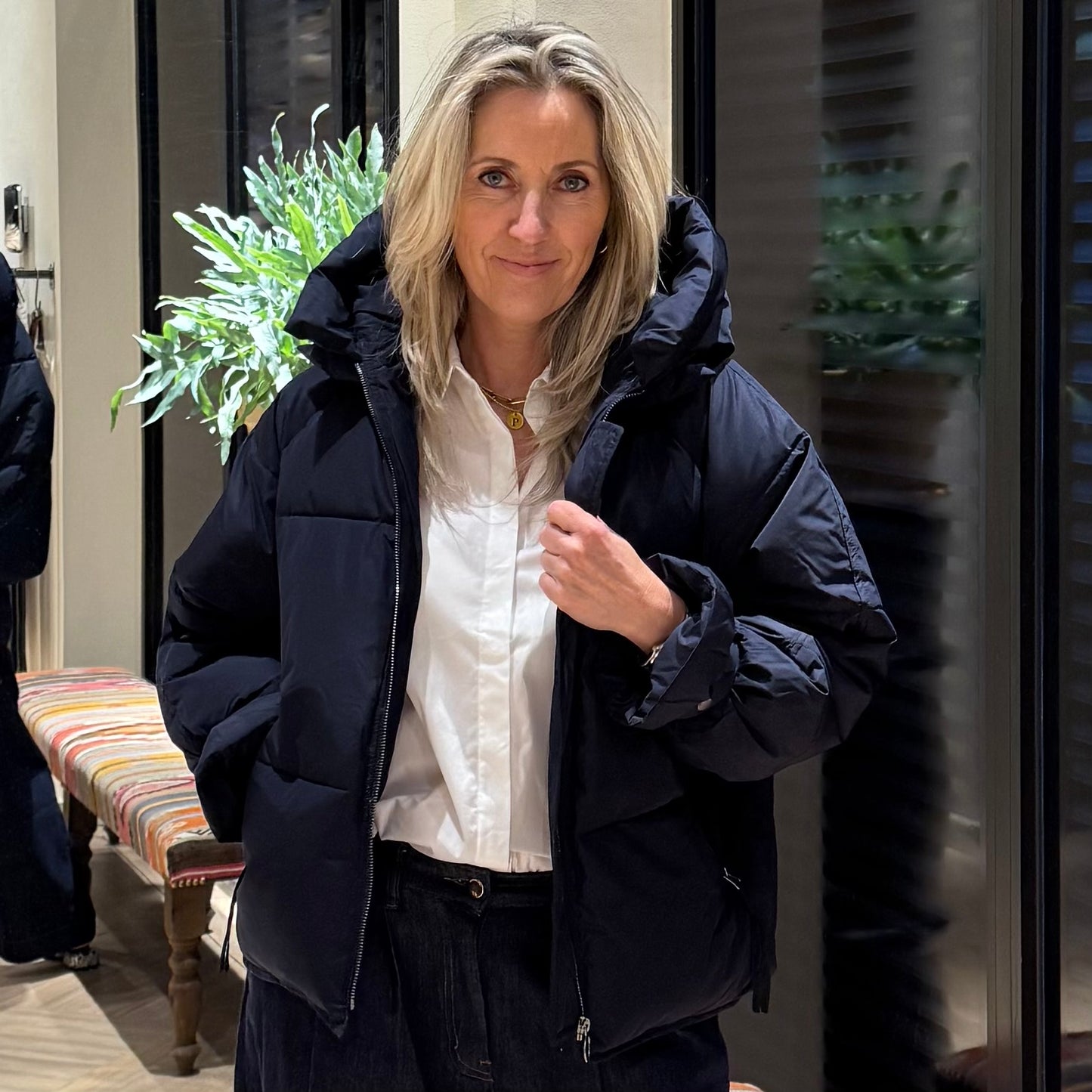 With Black Dons Jas Kylie Donkerblauw - Peet kleding