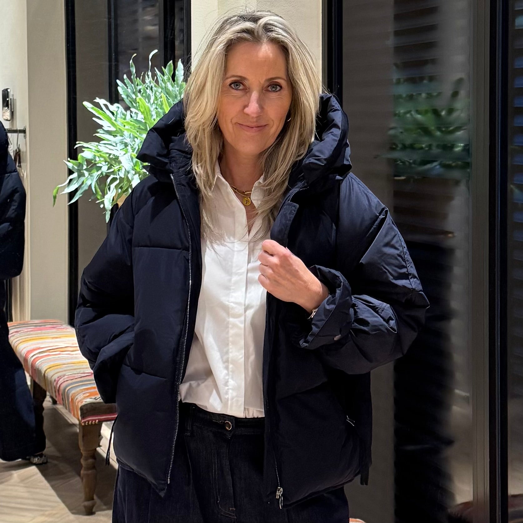 With Black Dons Jas Kylie Donkerblauw - Peet kleding