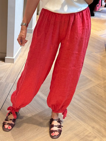 Broek Lea Linnen Balloon Cerise