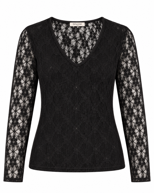 Triple Nine - Kanten Top Lucy Zwart - Peet kleding