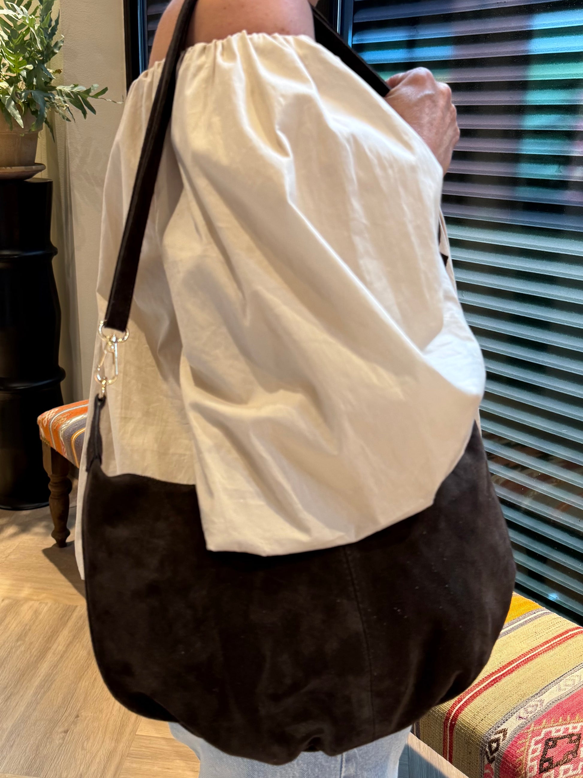 Tas Sawina Suede Donkerbruin - Peet kleding