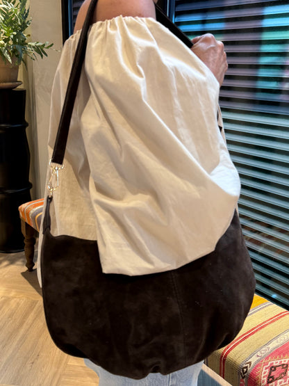 Tas Sawina Suede Donkerbruin - Peet kleding