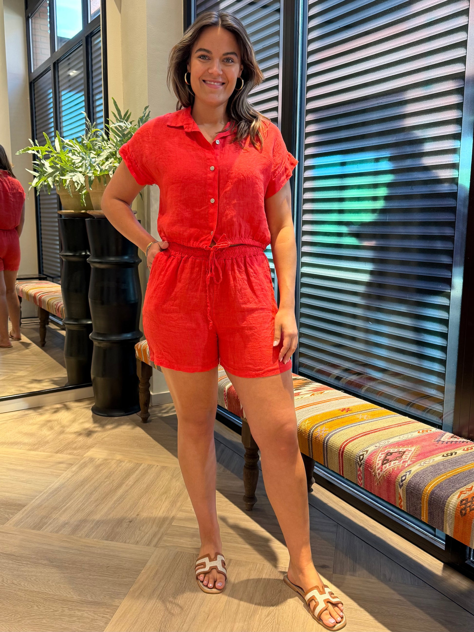 Short Jet Linnen Rood - Peet kleding