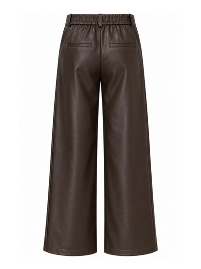 Broek Sarah Leather Donkerbruin - Peet kleding