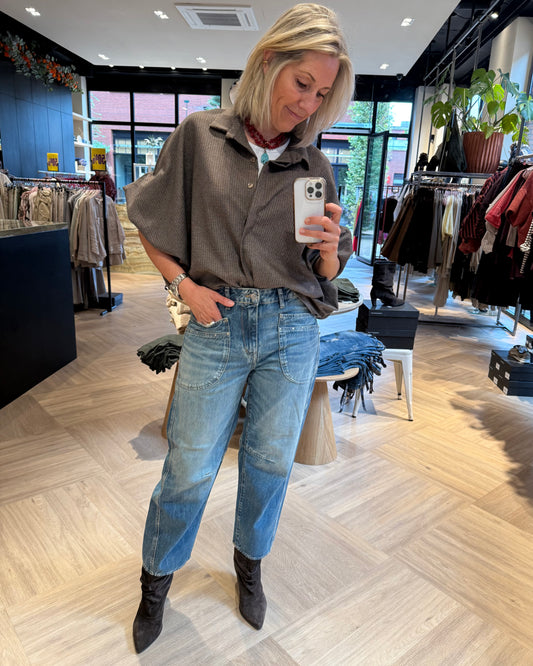 Blouse Roos Ruitjes Bruin - Peet kleding