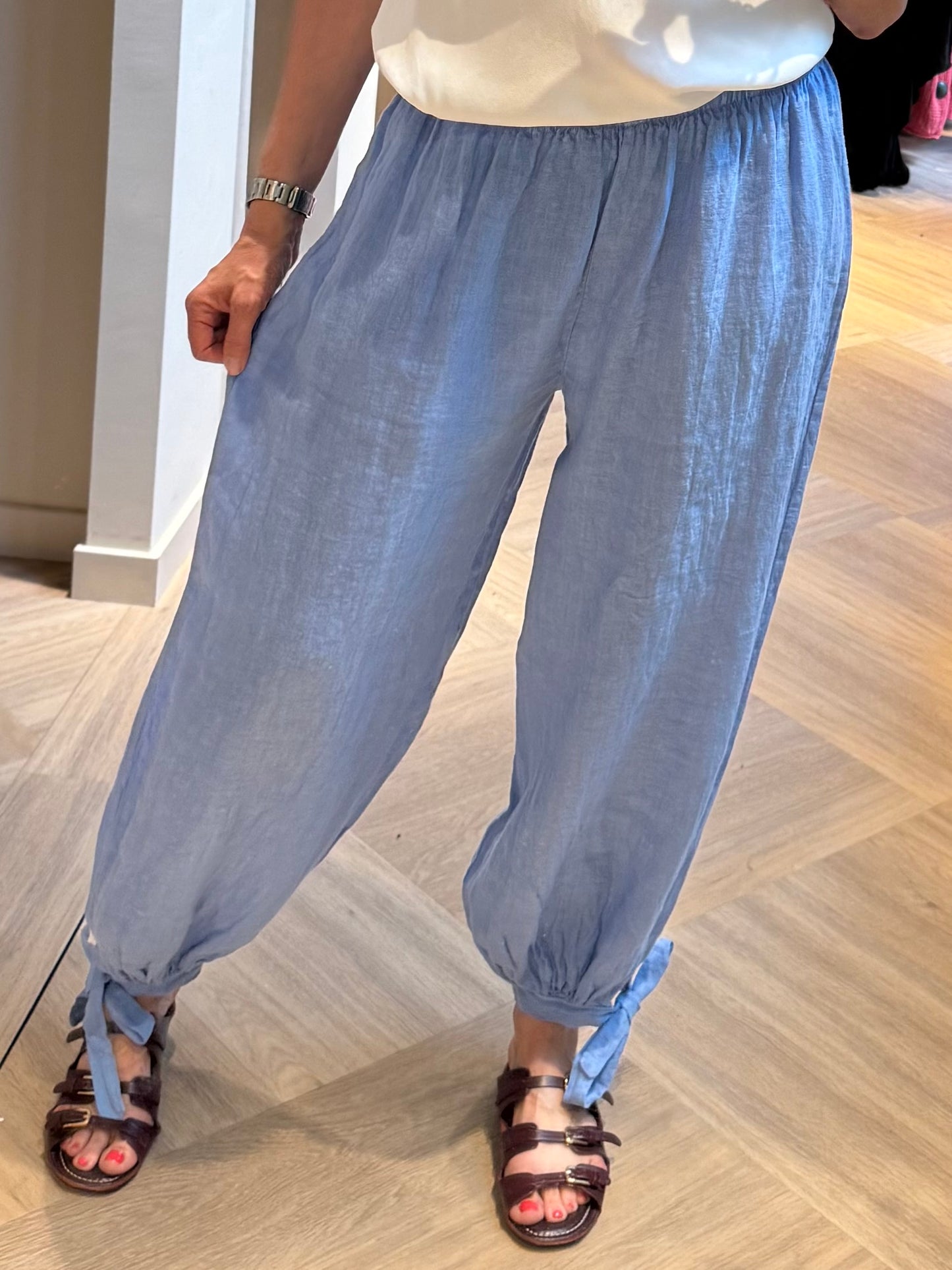 Broek Lea Linnen Balloon Blauw
