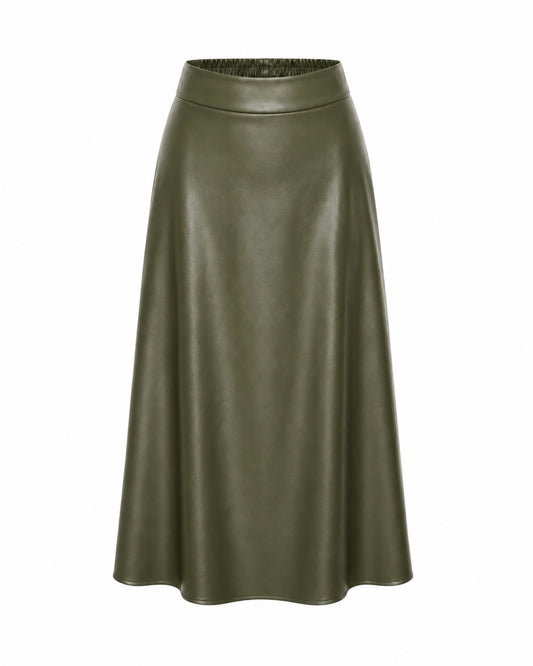 Rok Miriam Leather Olijfgroen - Peet kleding