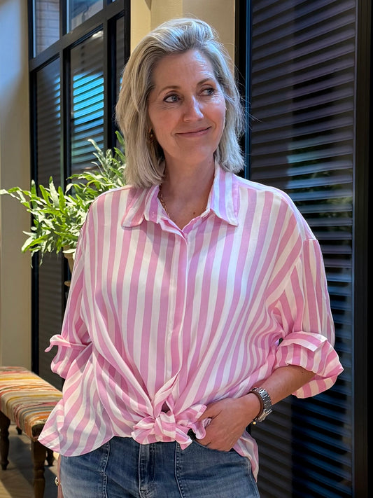 Blouse Moos Streep Roze - Peet kleding