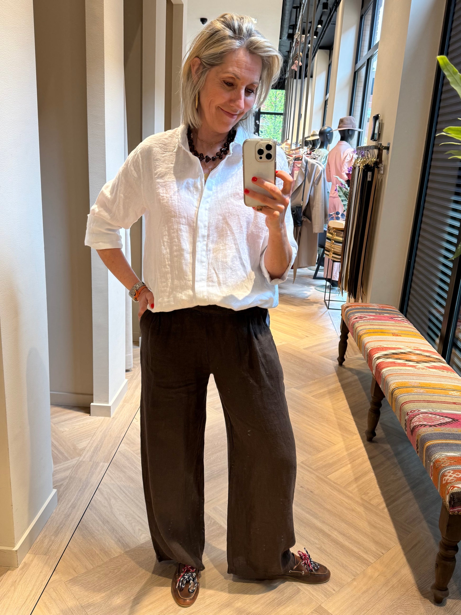 Blouse Linnen Suus Wit - Peet kleding
