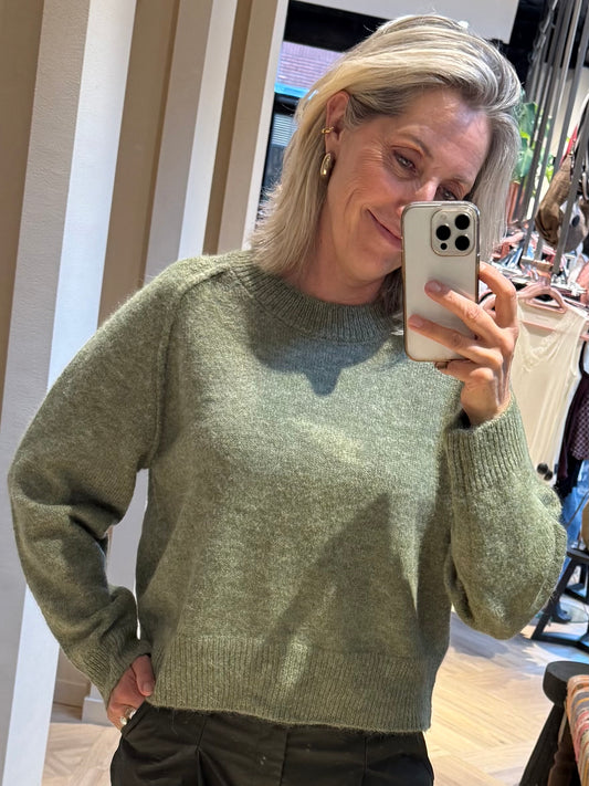 With Black Trui Andrea Avocado Green - Peet kleding