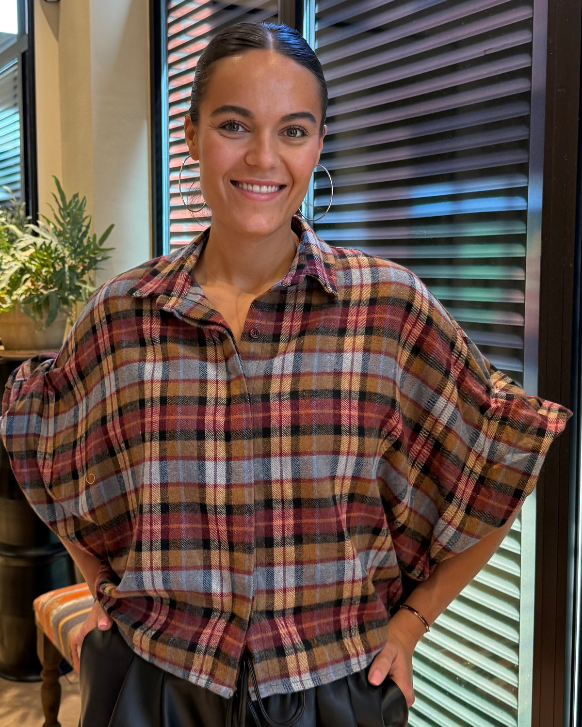 Blouse Roos Bordeaux Jeansblauw