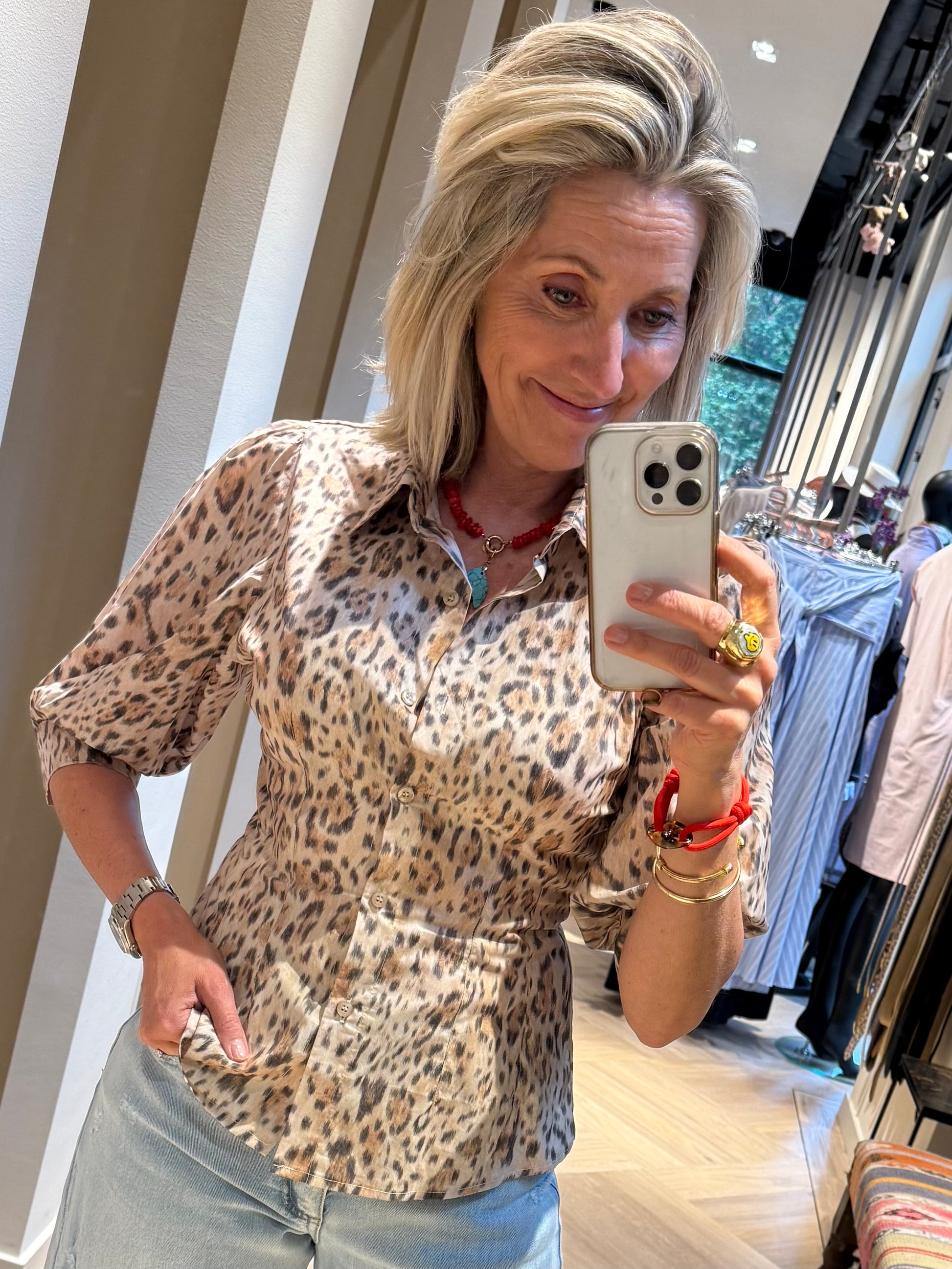 Azzurro Blouse Zella Leopard - Peet kleding